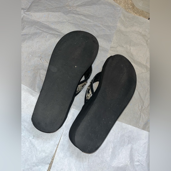 Unbranded Camo Print Crystal Studs VelcroStrap PlatformChunky Y2K Flip Flops Sz9 - Picture 3 of 10